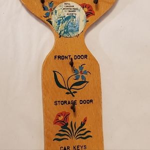 Vintage 1961 Wooden Key Rack, Hand Painted, Labeled Hooks